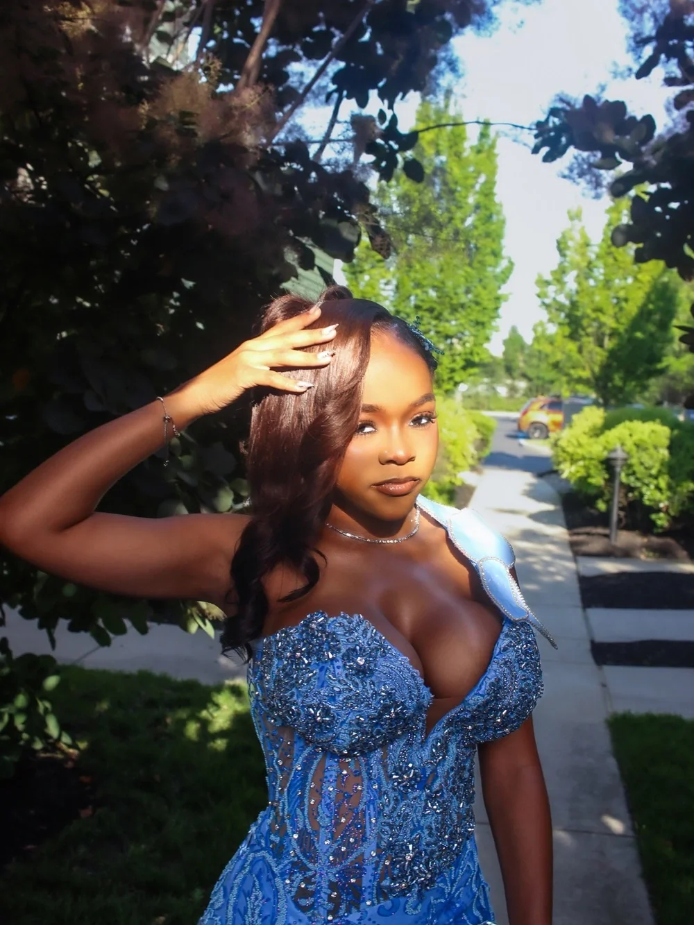 ByKeerah - Handmade Embellished Blue Evening/Prom Gown for Women